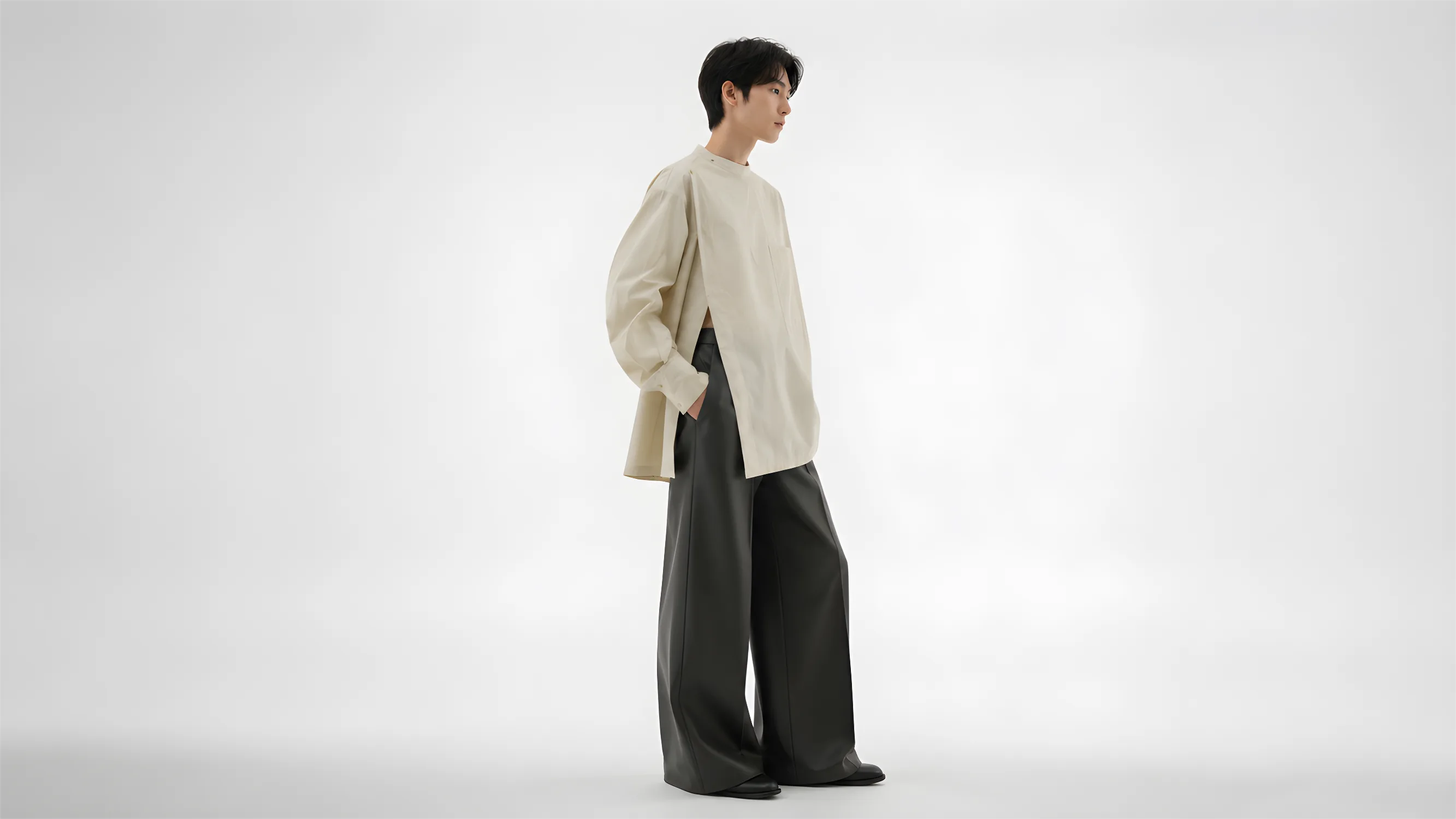 Minimalist Side Slit Oversized Shirt Cream product